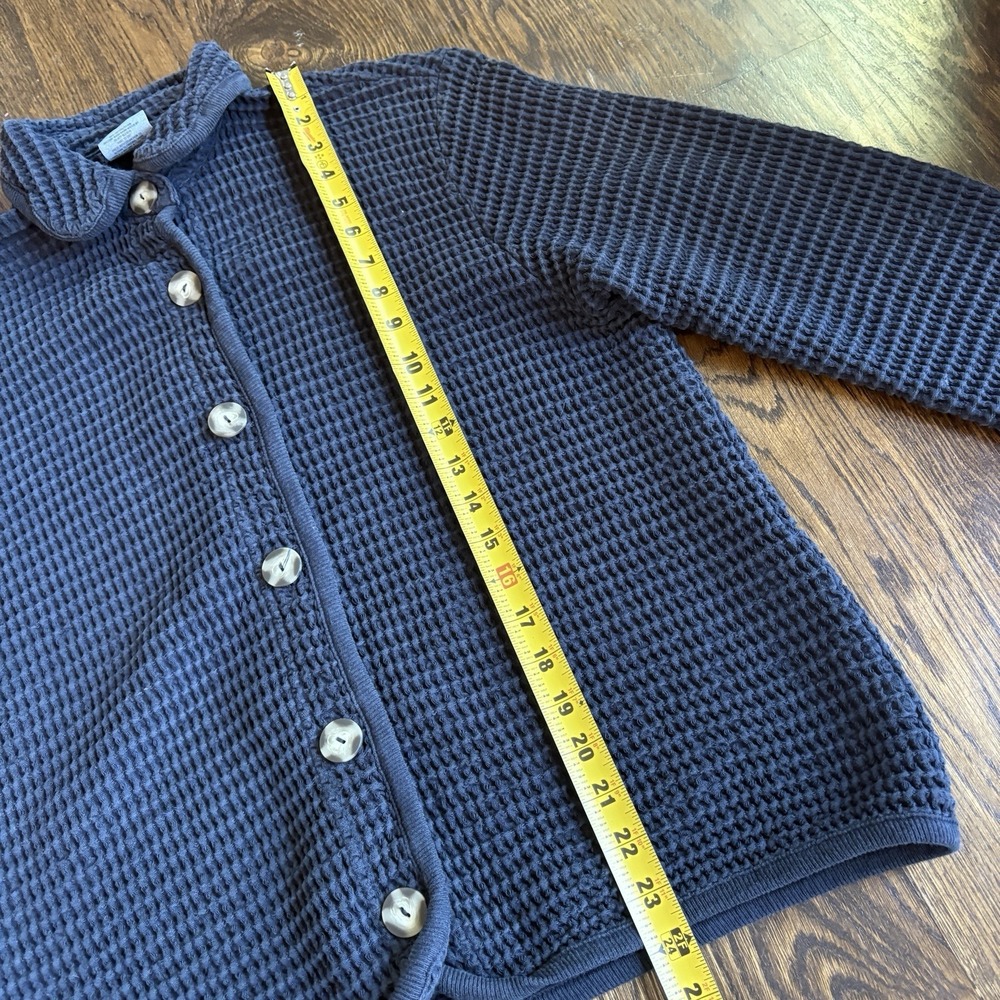 VTG 90s Republic Blues Waffle Knit Cotton Cardigan Blue Sweater Women's M Canada - Picture 7 of 8